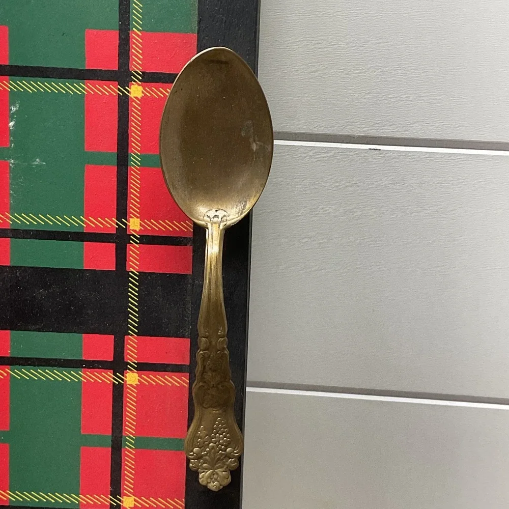 Midwest of Cannon Falls Plaid Serving Tray Fork Spoon Handles Red Green 16x12